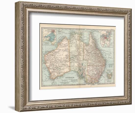 Plate 50. Map of Australia. Insets of Melbourne and Port Phillip-Encyclopaedia Britannica-Framed Art Print