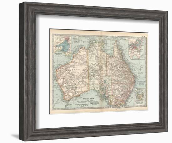 Plate 50. Map of Australia. Insets of Melbourne and Port Phillip-Encyclopaedia Britannica-Framed Art Print