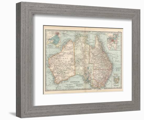 Plate 50. Map of Australia. Insets of Melbourne and Port Phillip-Encyclopaedia Britannica-Framed Art Print