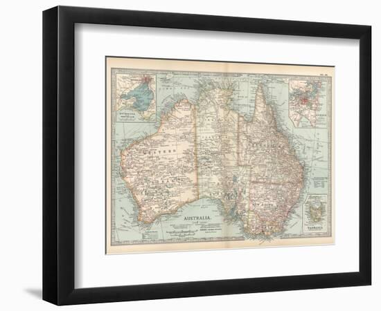 Plate 50. Map of Australia. Insets of Melbourne and Port Phillip-Encyclopaedia Britannica-Framed Art Print