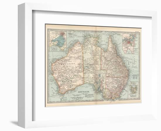 Plate 50. Map of Australia. Insets of Melbourne and Port Phillip-Encyclopaedia Britannica-Framed Art Print