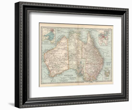 Plate 50. Map of Australia. Insets of Melbourne and Port Phillip-Encyclopaedia Britannica-Framed Art Print