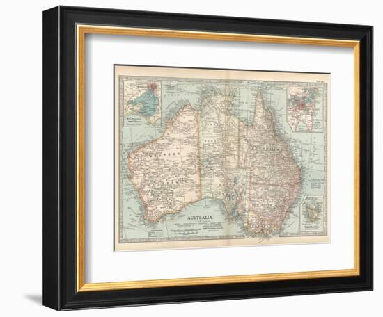 Plate 50. Map of Australia. Insets of Melbourne and Port Phillip-Encyclopaedia Britannica-Framed Art Print