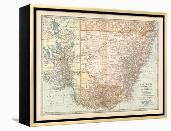 Plate 51. Map of Australia. South-East Part. Victoria-Encyclopaedia Britannica-Framed Stretched Canvas