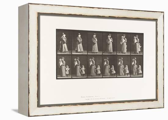 Plate 52. Walking Carrying Child, Turning Around; Another Child (70) Holding on to Dress of 9, 1885-Eadweard Muybridge-Framed Premier Image Canvas