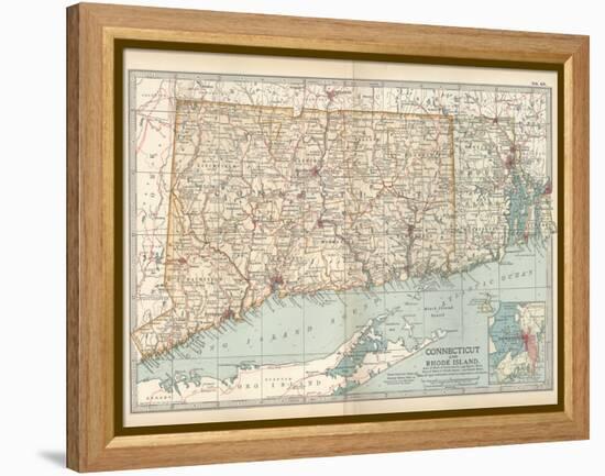 Plate 68. Map of Connecticut and Rhode Island-Encyclopaedia Britannica-Framed Stretched Canvas