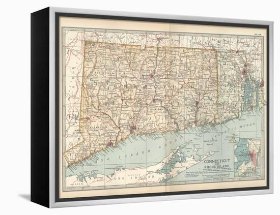 Plate 68. Map of Connecticut and Rhode Island-Encyclopaedia Britannica-Framed Stretched Canvas