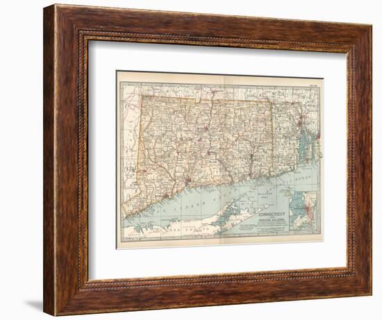 Plate 68. Map of Connecticut and Rhode Island-Encyclopaedia Britannica-Framed Premium Giclee Print