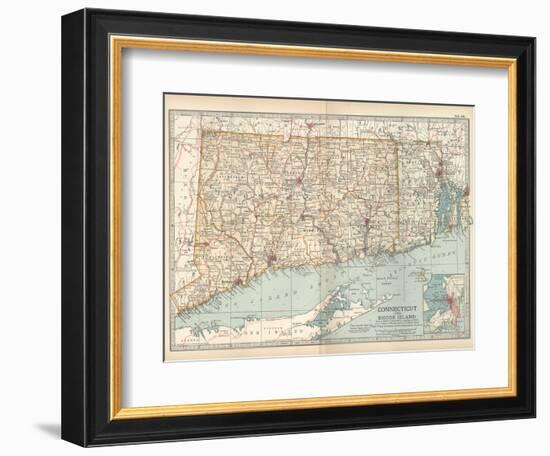 Plate 68. Map of Connecticut and Rhode Island-Encyclopaedia Britannica-Framed Premium Giclee Print