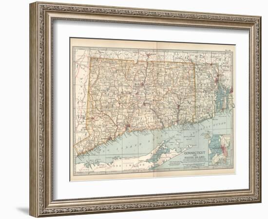 Plate 68. Map of Connecticut and Rhode Island-Encyclopaedia Britannica-Framed Art Print