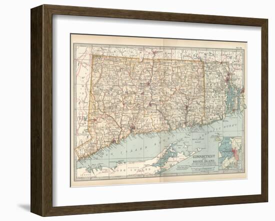 Plate 68. Map of Connecticut and Rhode Island-Encyclopaedia Britannica-Framed Art Print