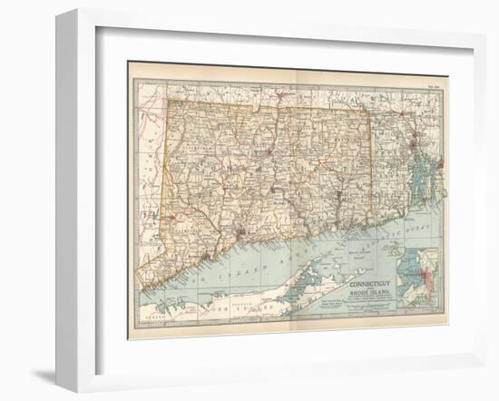 Plate 68. Map of Connecticut and Rhode Island-Encyclopaedia Britannica-Framed Art Print