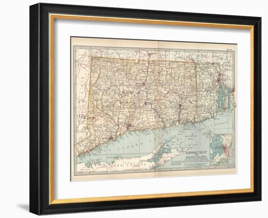Plate 68. Map of Connecticut and Rhode Island-Encyclopaedia Britannica-Framed Art Print