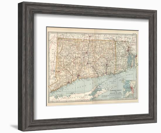 Plate 68. Map of Connecticut and Rhode Island-Encyclopaedia Britannica-Framed Art Print