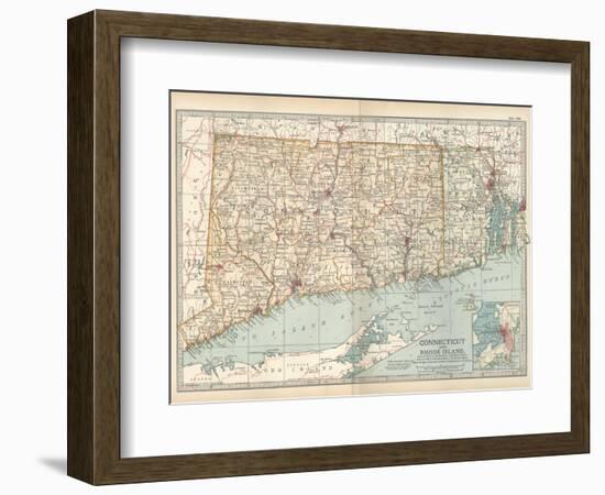 Plate 68. Map of Connecticut and Rhode Island-Encyclopaedia Britannica-Framed Art Print