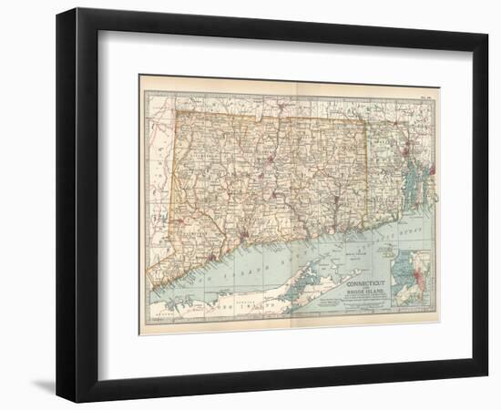 Plate 68. Map of Connecticut and Rhode Island-Encyclopaedia Britannica-Framed Art Print