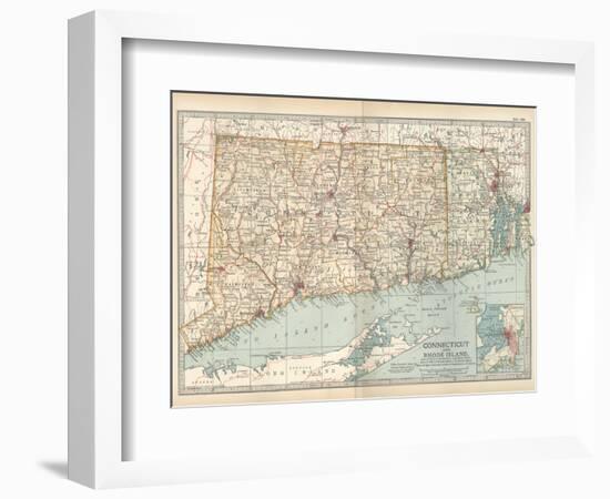 Plate 68. Map of Connecticut and Rhode Island-Encyclopaedia Britannica-Framed Art Print