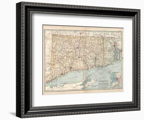 Plate 68. Map of Connecticut and Rhode Island-Encyclopaedia Britannica-Framed Art Print