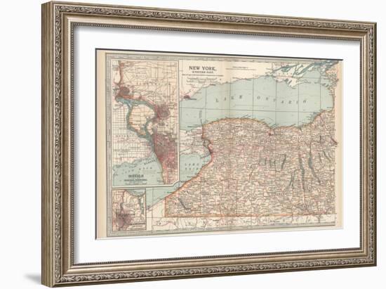 Plate 71. Map of New York State-Encyclopaedia Britannica-Framed Art Print