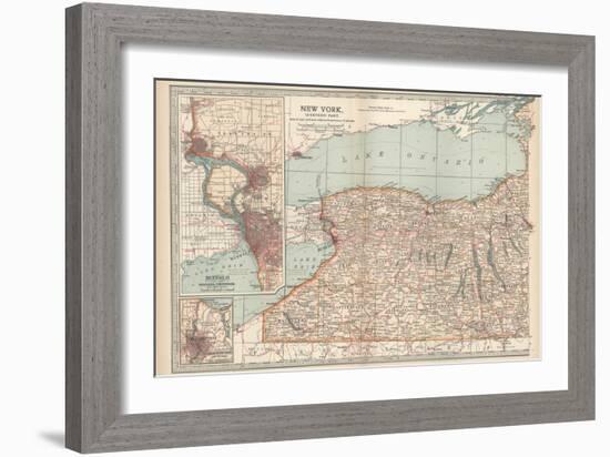 Plate 71. Map of New York State-Encyclopaedia Britannica-Framed Art Print