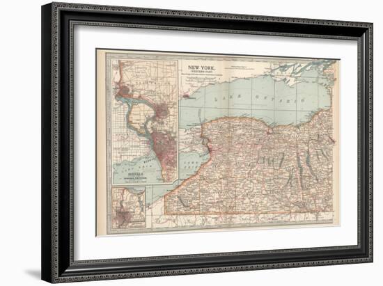 Plate 71. Map of New York State-Encyclopaedia Britannica-Framed Art Print