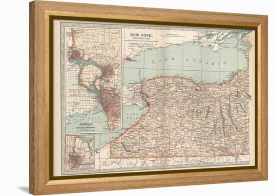 Plate 71. Map of New York State-Encyclopaedia Britannica-Framed Stretched Canvas