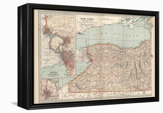 Plate 71. Map of New York State-Encyclopaedia Britannica-Framed Stretched Canvas