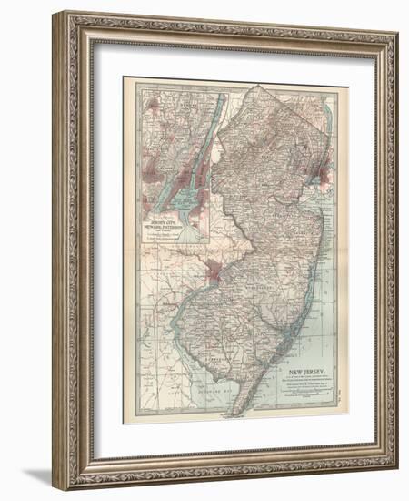 Plate 72. Map of New Jersey. United States. Inset Map of Jersey City-Encyclopaedia Britannica-Framed Art Print