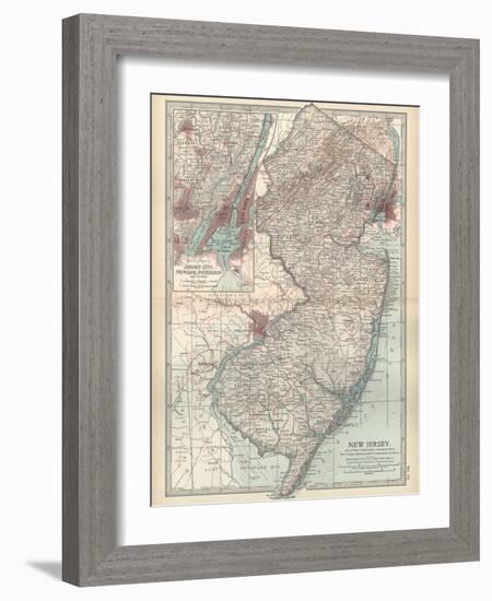 Plate 72. Map of New Jersey. United States. Inset Map of Jersey City-Encyclopaedia Britannica-Framed Art Print