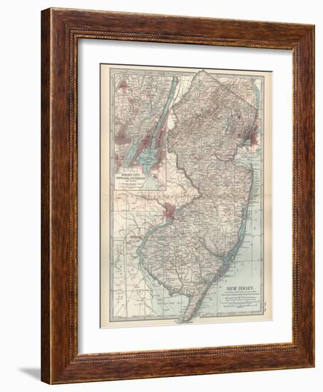 Plate 72. Map of New Jersey. United States. Inset Map of Jersey City-Encyclopaedia Britannica-Framed Art Print