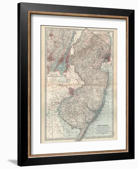 Plate 72. Map of New Jersey. United States. Inset Map of Jersey City-Encyclopaedia Britannica-Framed Art Print