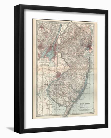Plate 72. Map of New Jersey. United States. Inset Map of Jersey City-Encyclopaedia Britannica-Framed Art Print