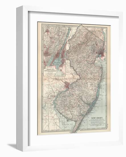 Plate 72. Map of New Jersey. United States. Inset Map of Jersey City-Encyclopaedia Britannica-Framed Art Print