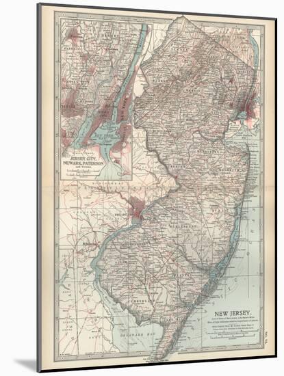 Plate 72. Map of New Jersey. United States. Inset Map of Jersey City-Encyclopaedia Britannica-Mounted Art Print