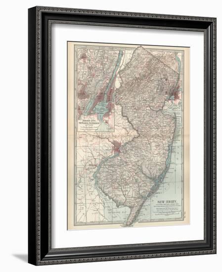 Plate 72. Map of New Jersey. United States. Inset Map of Jersey City-Encyclopaedia Britannica-Framed Art Print