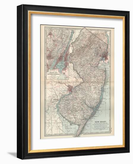 Plate 72. Map of New Jersey. United States. Inset Map of Jersey City-Encyclopaedia Britannica-Framed Art Print