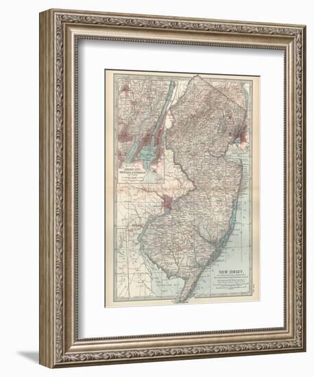 Plate 72. Map of New Jersey. United States. Inset Map of Jersey City-Encyclopaedia Britannica-Framed Art Print