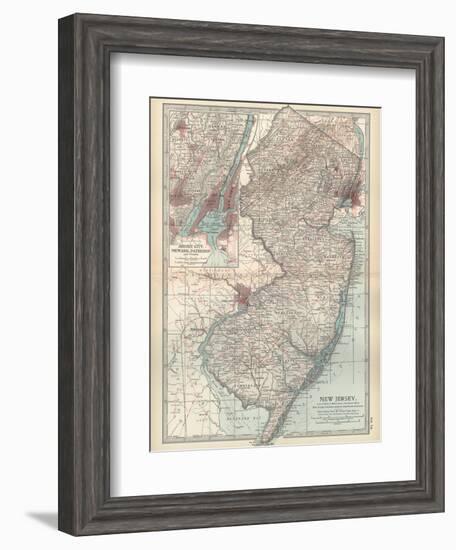 Plate 72. Map of New Jersey. United States. Inset Map of Jersey City-Encyclopaedia Britannica-Framed Art Print