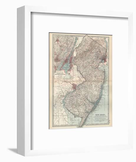 Plate 72. Map of New Jersey. United States. Inset Map of Jersey City-Encyclopaedia Britannica-Framed Art Print