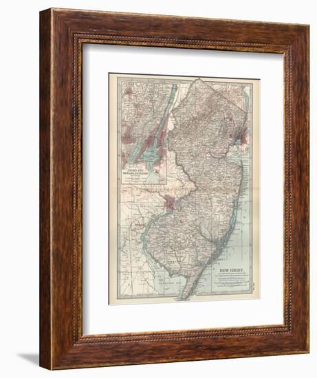 Plate 72. Map of New Jersey. United States. Inset Map of Jersey City-Encyclopaedia Britannica-Framed Art Print