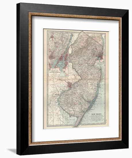 Plate 72. Map of New Jersey. United States. Inset Map of Jersey City-Encyclopaedia Britannica-Framed Art Print