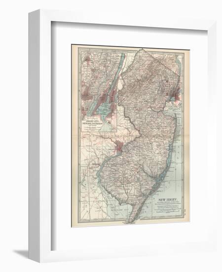 Plate 72. Map of New Jersey. United States. Inset Map of Jersey City-Encyclopaedia Britannica-Framed Art Print