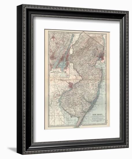 Plate 72. Map of New Jersey. United States. Inset Map of Jersey City-Encyclopaedia Britannica-Framed Art Print