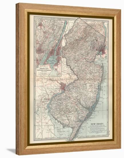 Plate 72. Map of New Jersey. United States. Inset Map of Jersey City-Encyclopaedia Britannica-Framed Stretched Canvas