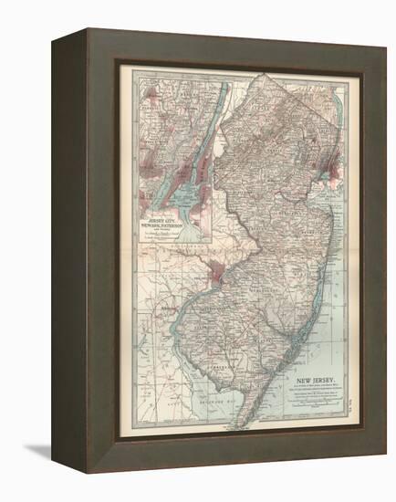 Plate 72. Map of New Jersey. United States. Inset Map of Jersey City-Encyclopaedia Britannica-Framed Stretched Canvas