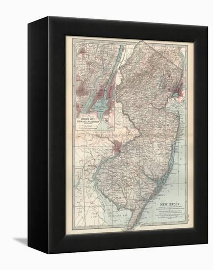 Plate 72. Map of New Jersey. United States. Inset Map of Jersey City-Encyclopaedia Britannica-Framed Stretched Canvas