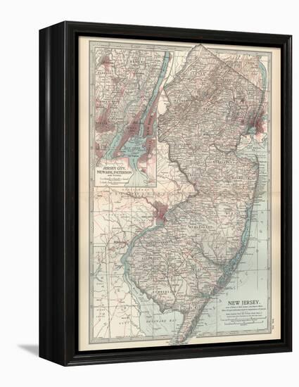 Plate 72. Map of New Jersey. United States. Inset Map of Jersey City-Encyclopaedia Britannica-Framed Stretched Canvas