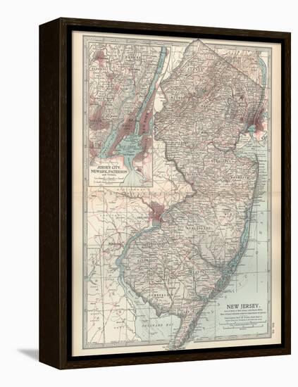 Plate 72. Map of New Jersey. United States. Inset Map of Jersey City-Encyclopaedia Britannica-Framed Stretched Canvas