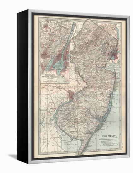 Plate 72. Map of New Jersey. United States. Inset Map of Jersey City-Encyclopaedia Britannica-Framed Stretched Canvas