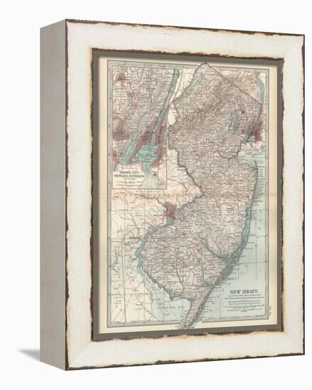 Plate 72. Map of New Jersey. United States. Inset Map of Jersey City-Encyclopaedia Britannica-Framed Stretched Canvas